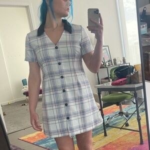 50s inspired Plaid button up dress